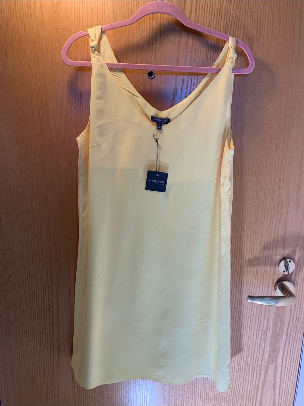 Madison Knot-Shoulder Slip Dress- Yellow- Size M